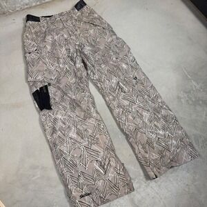 baggy Section Division snow Pants Mens Abstract Print Tan Brown Geometric Size M